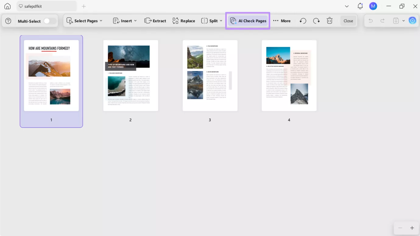 tap on ai check pages