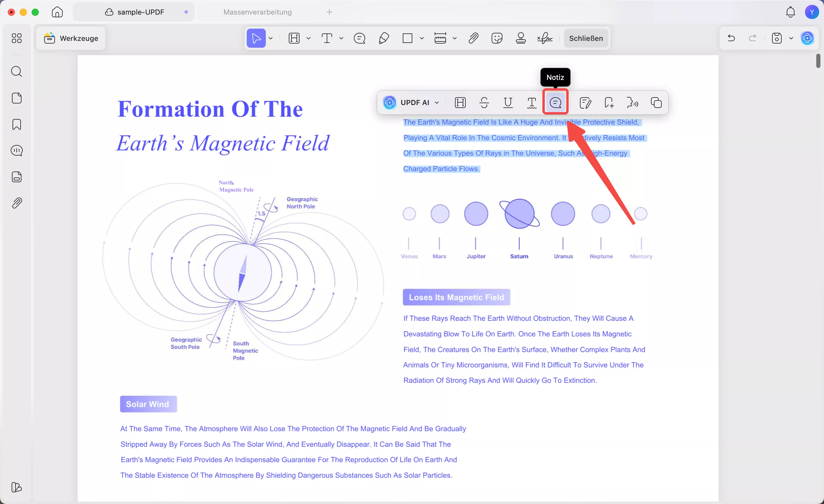 Hinzufügen verschiedener Kommentartypen aus UPDF