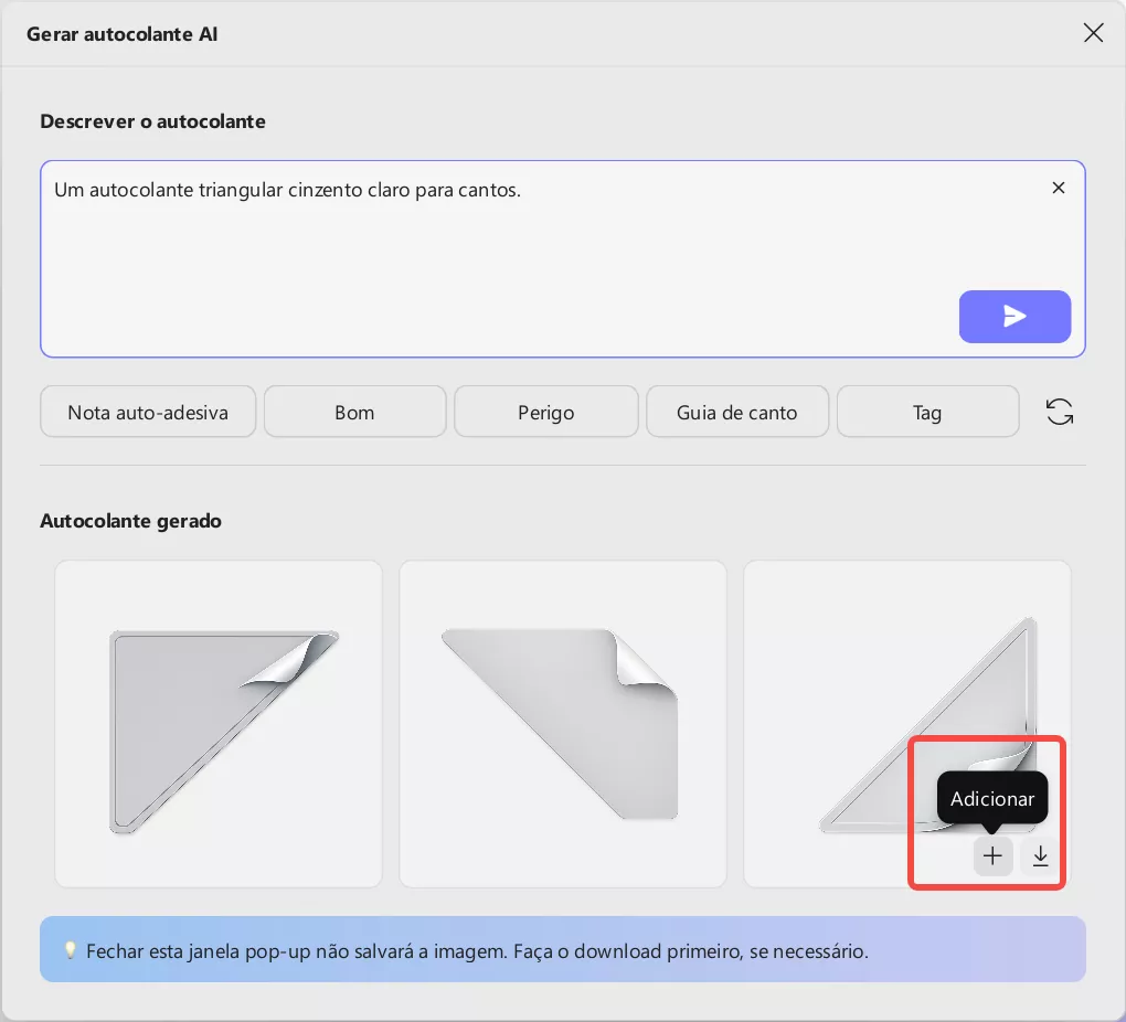 Clique no botão “Adicionar”.