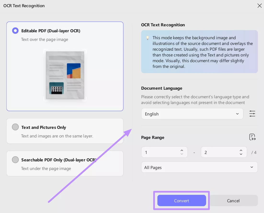 run ocr recognition feature