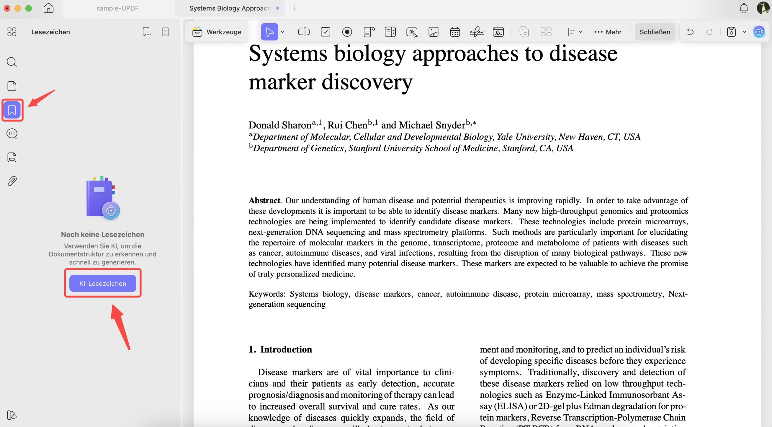 mac updf ai generate bookmarks
