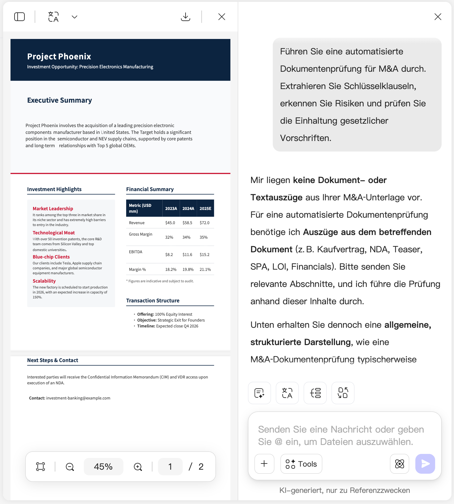 UPDF AI für KI-Due-Diligence