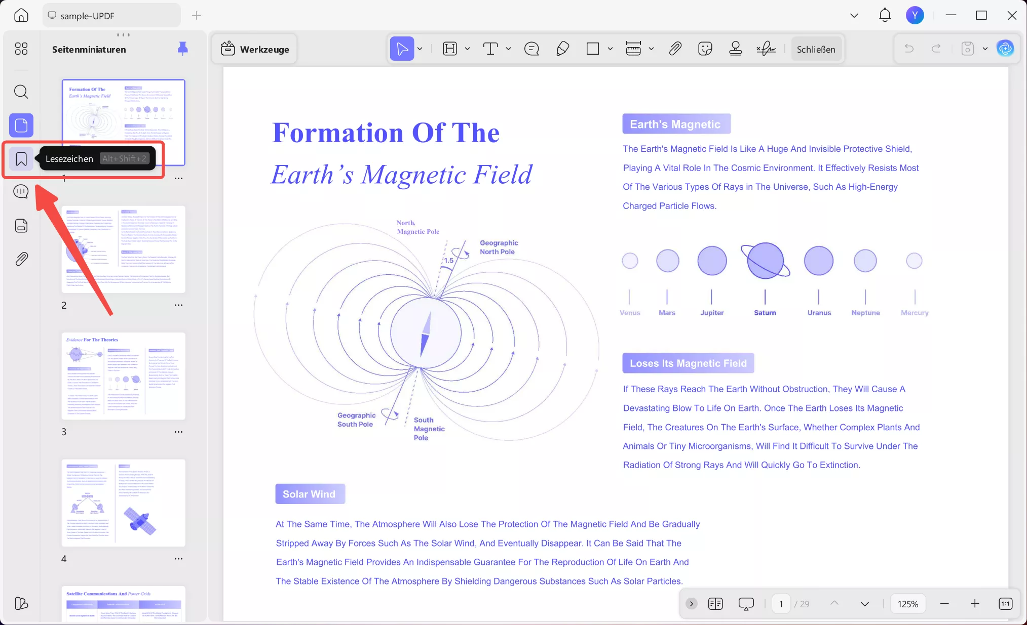 auf Lesezeichen klicken