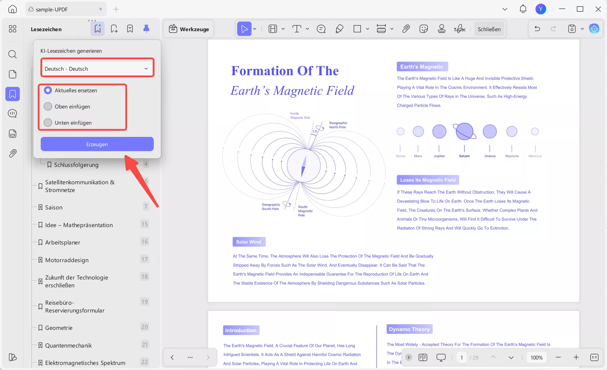 Übersetzte Lesezeichen generieren