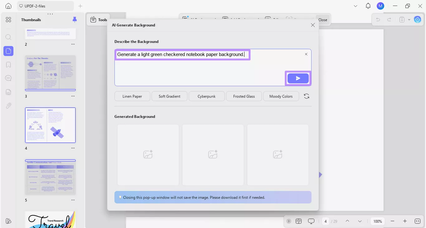 describe the background with a prompt