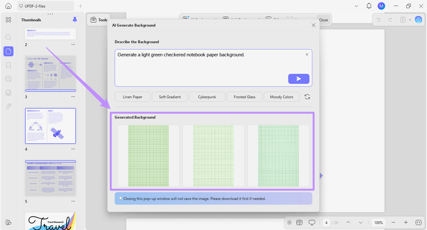 generated backgrounds from updf ai