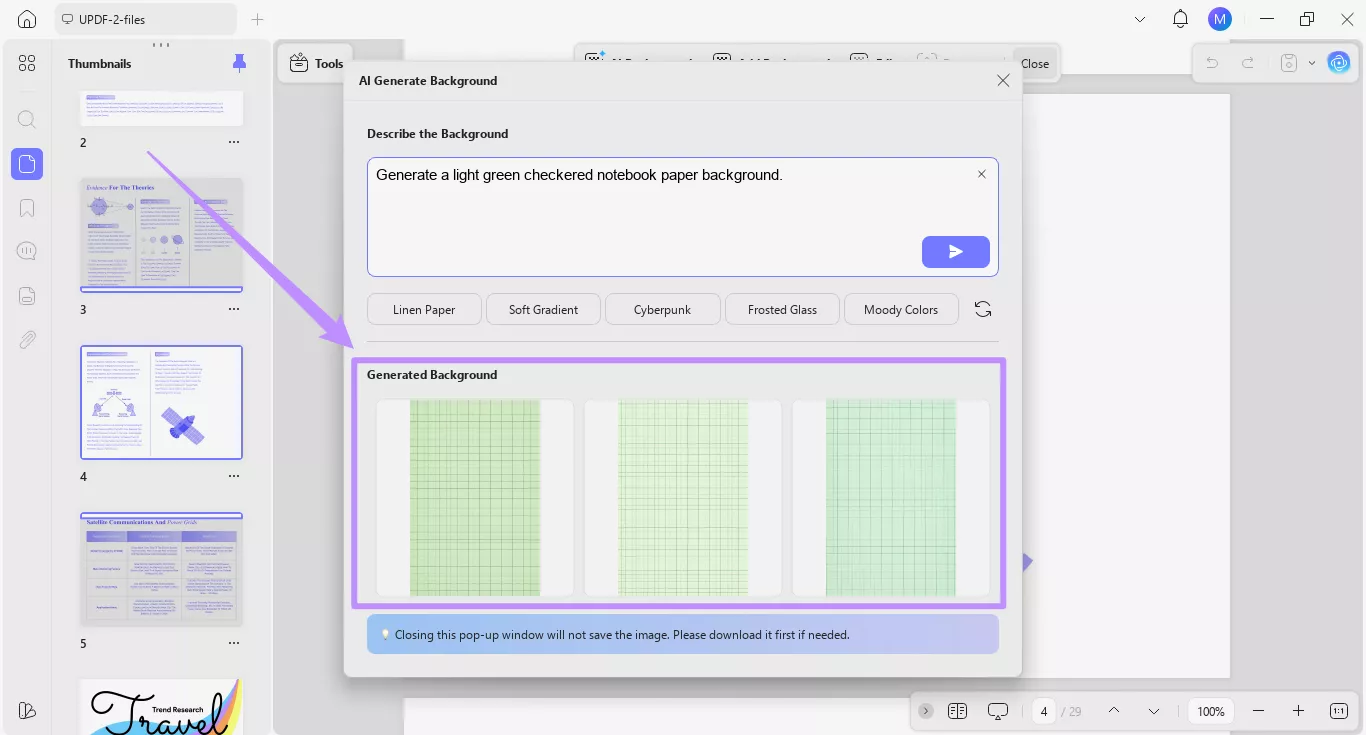 generated backgrounds from updf ai
