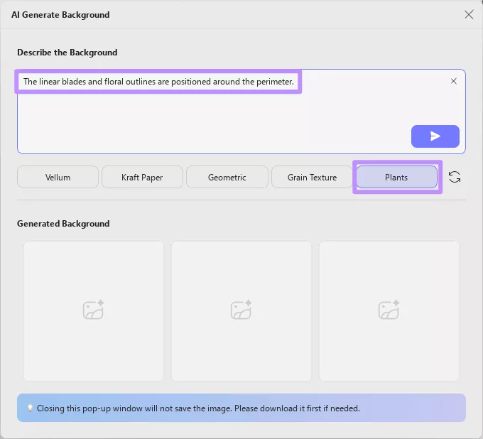 generate background prompt with a preset