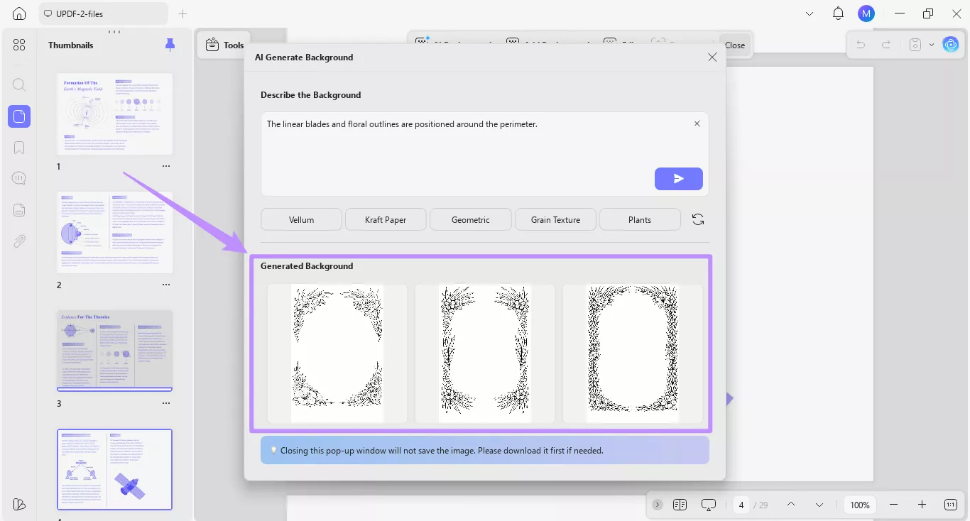 background generated from presets