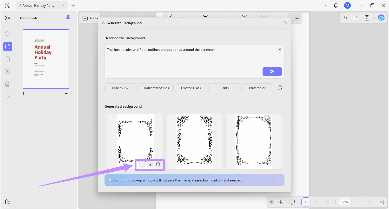 add, download, or star backgrounds