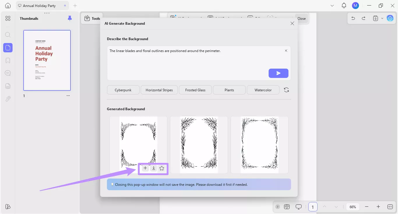 add, download, or star backgrounds