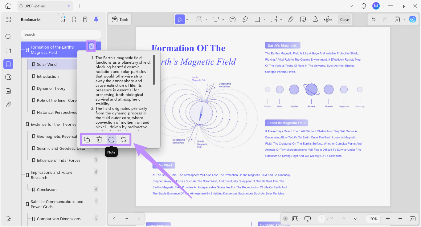 generates a concise summary for each section