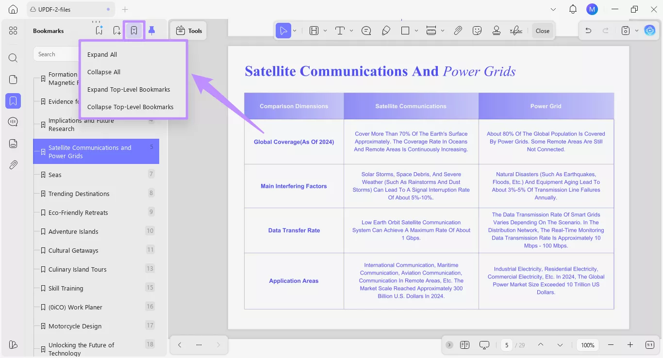 options to manage bookmark display