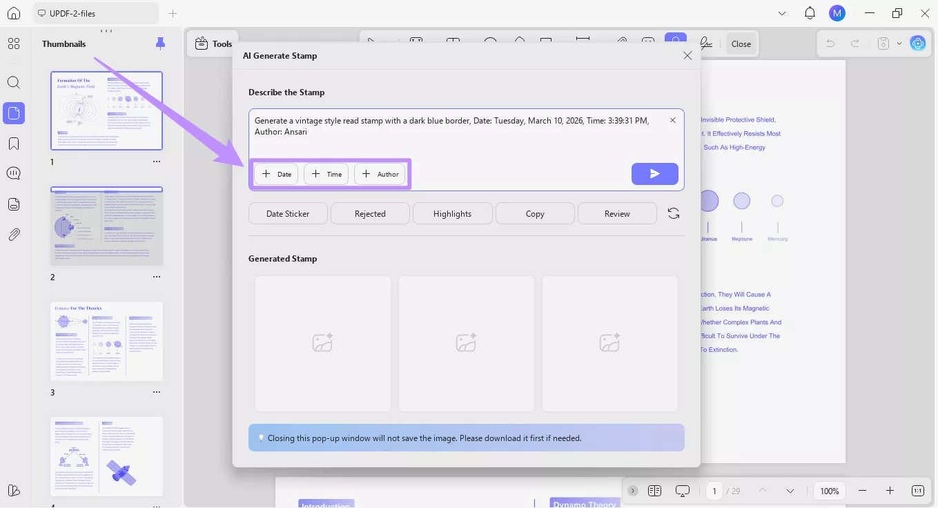 add date, time, or author details