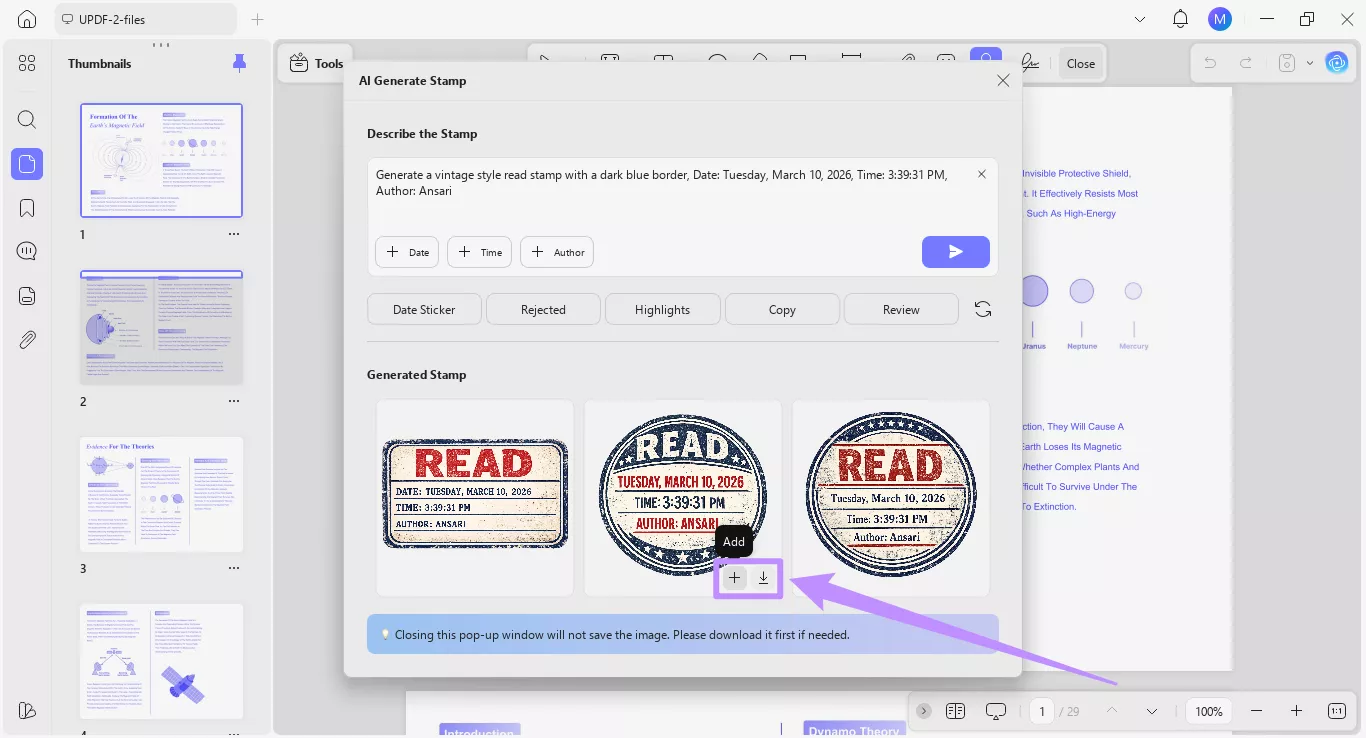 download or add the stamps to pdf