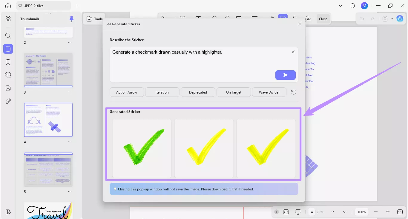 stickers generated by updf ai