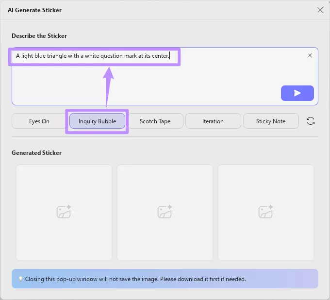 add a preset sticker description