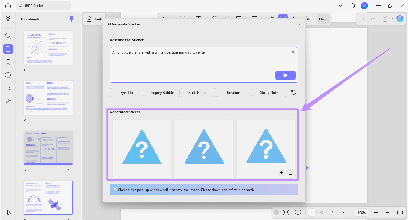 stickers generated from preset prompts