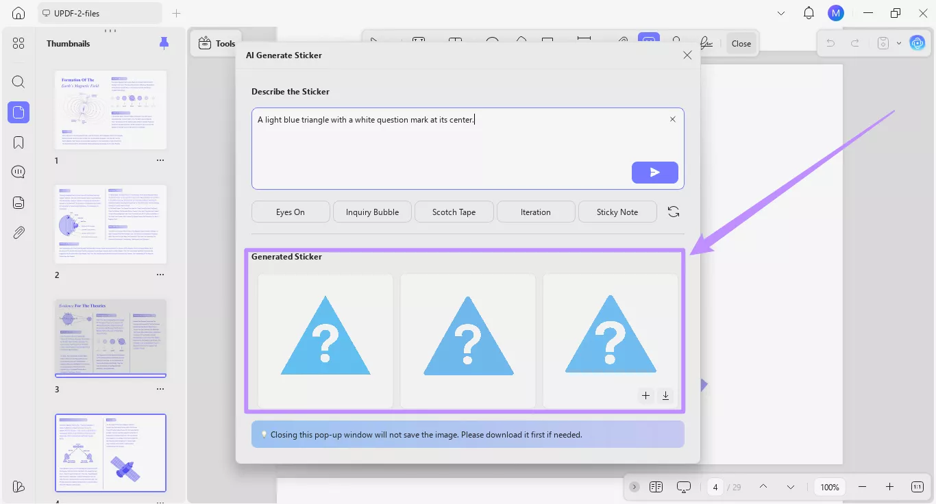 stickers generated from preset prompts