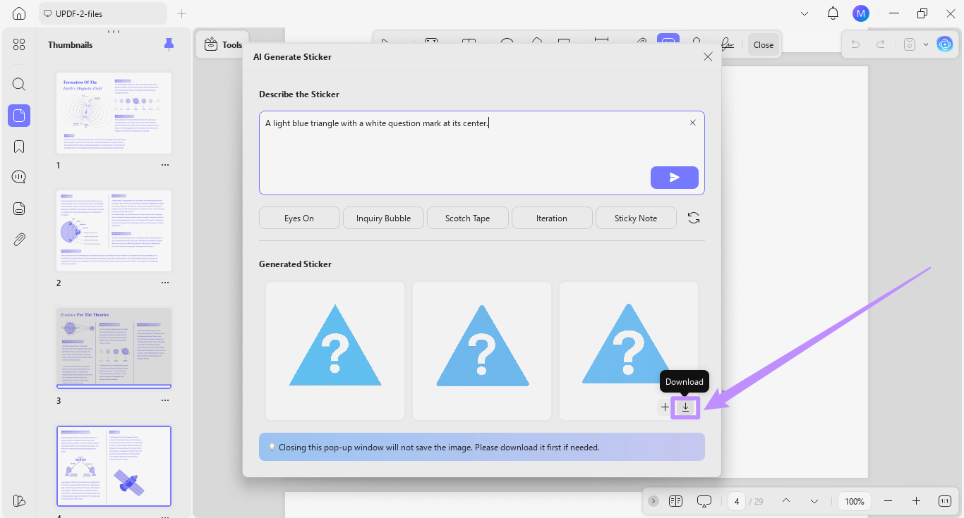 click the download icon