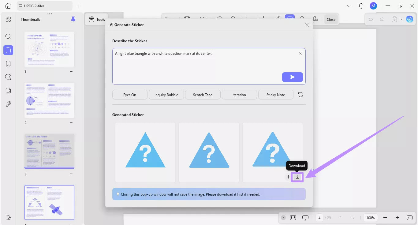 click the download icon