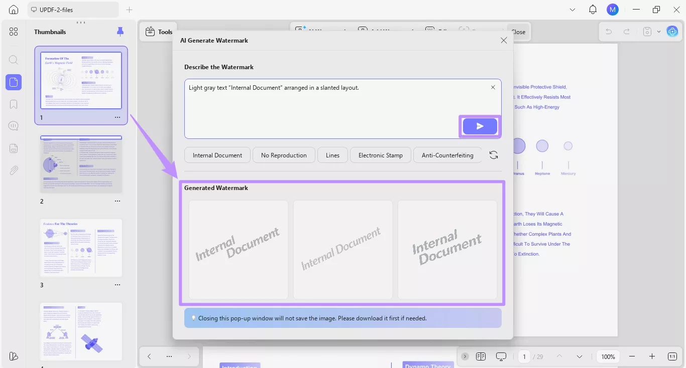 watermark generated from presets