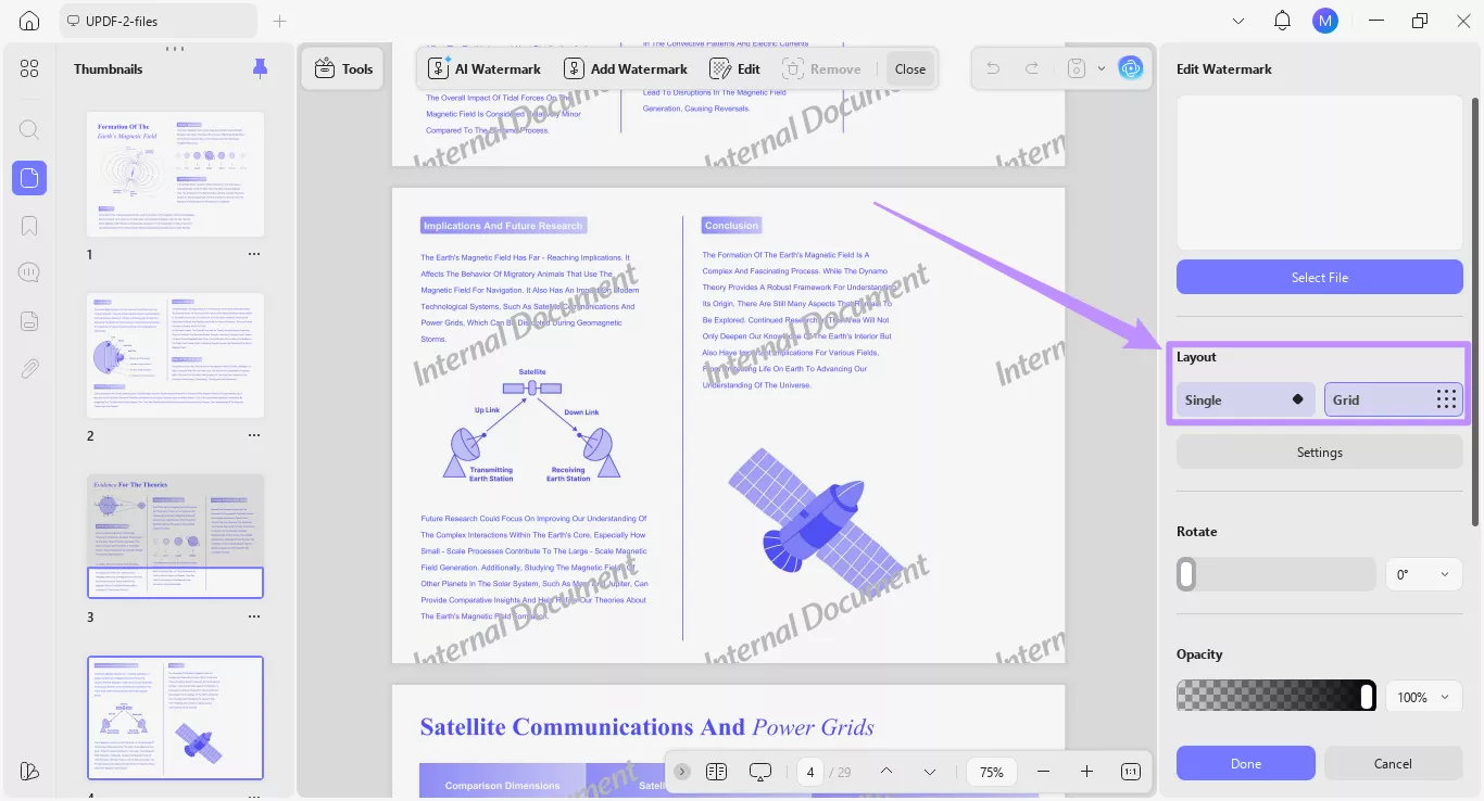 watermarks layout options