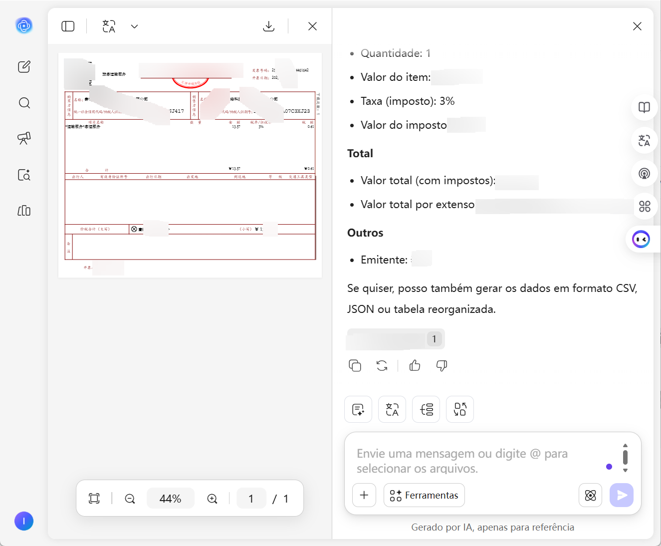 UPDF AI Invoice Data Extraction