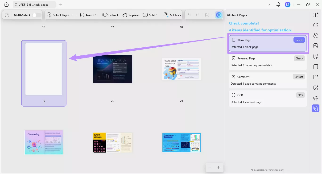 jump to the affected page