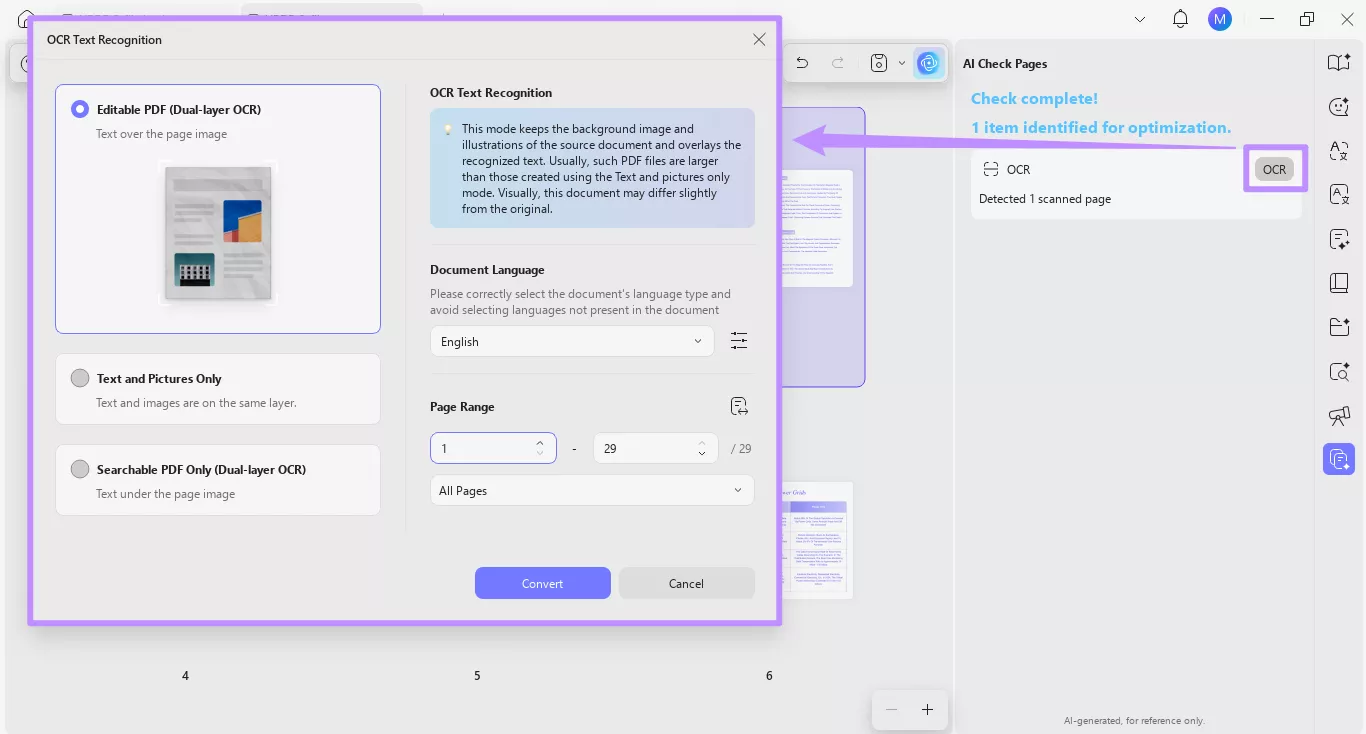 click on ocr and follow the prompts