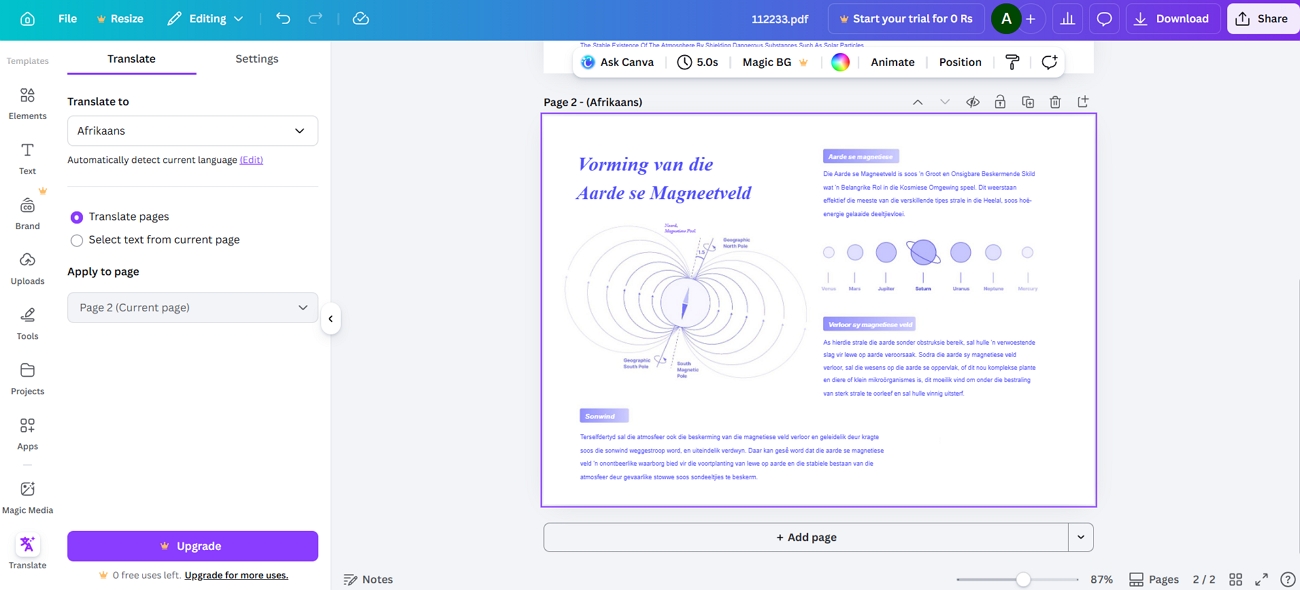 canva ai translation pdf designer