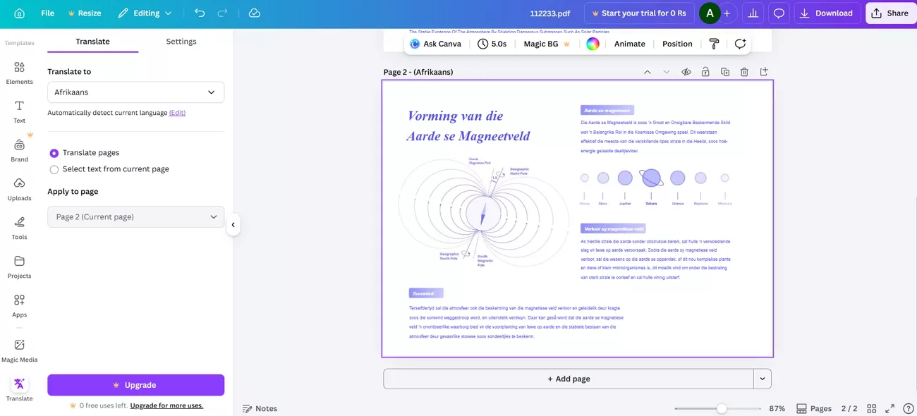 canva ai translation pdf designer