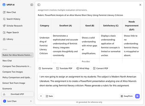  UPDF AI Rubric Generator