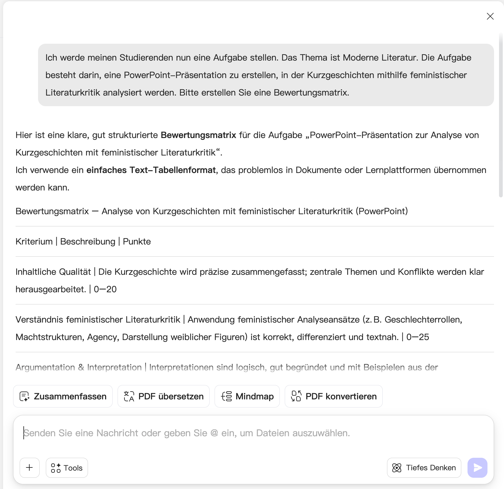 UPDF AI Bewertungsraster-Generator
