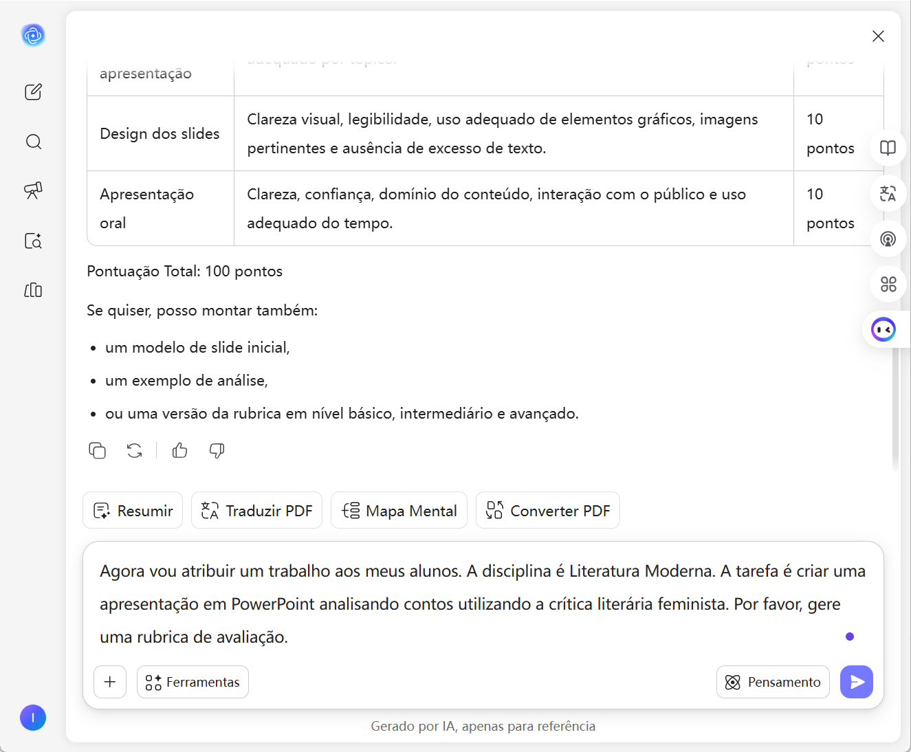 Gerador de Rubricas com IA do UPDF