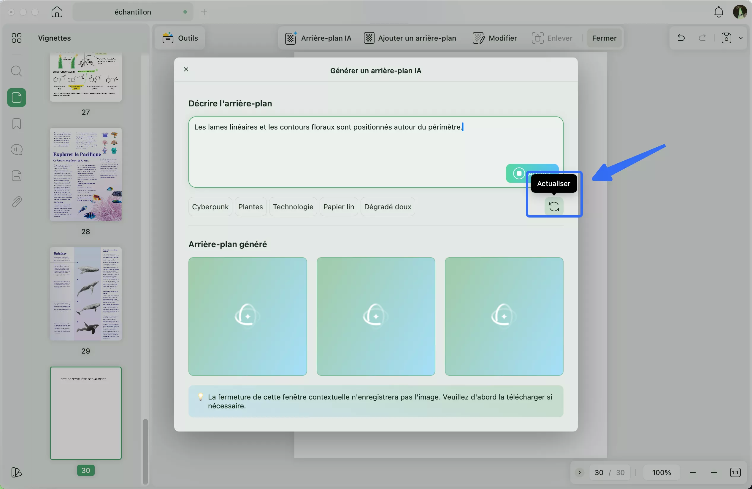 Cliquez sur Actualiser