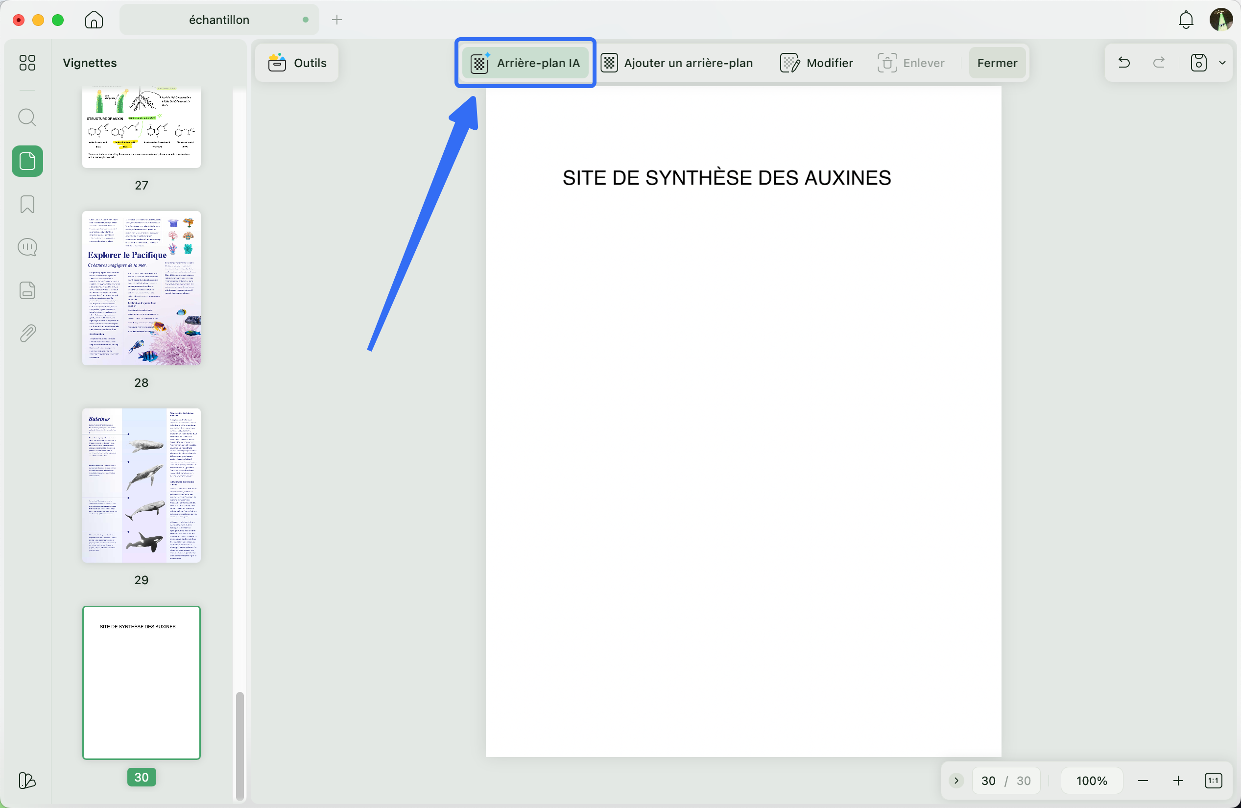cliquez sur l'arrière-plan IA