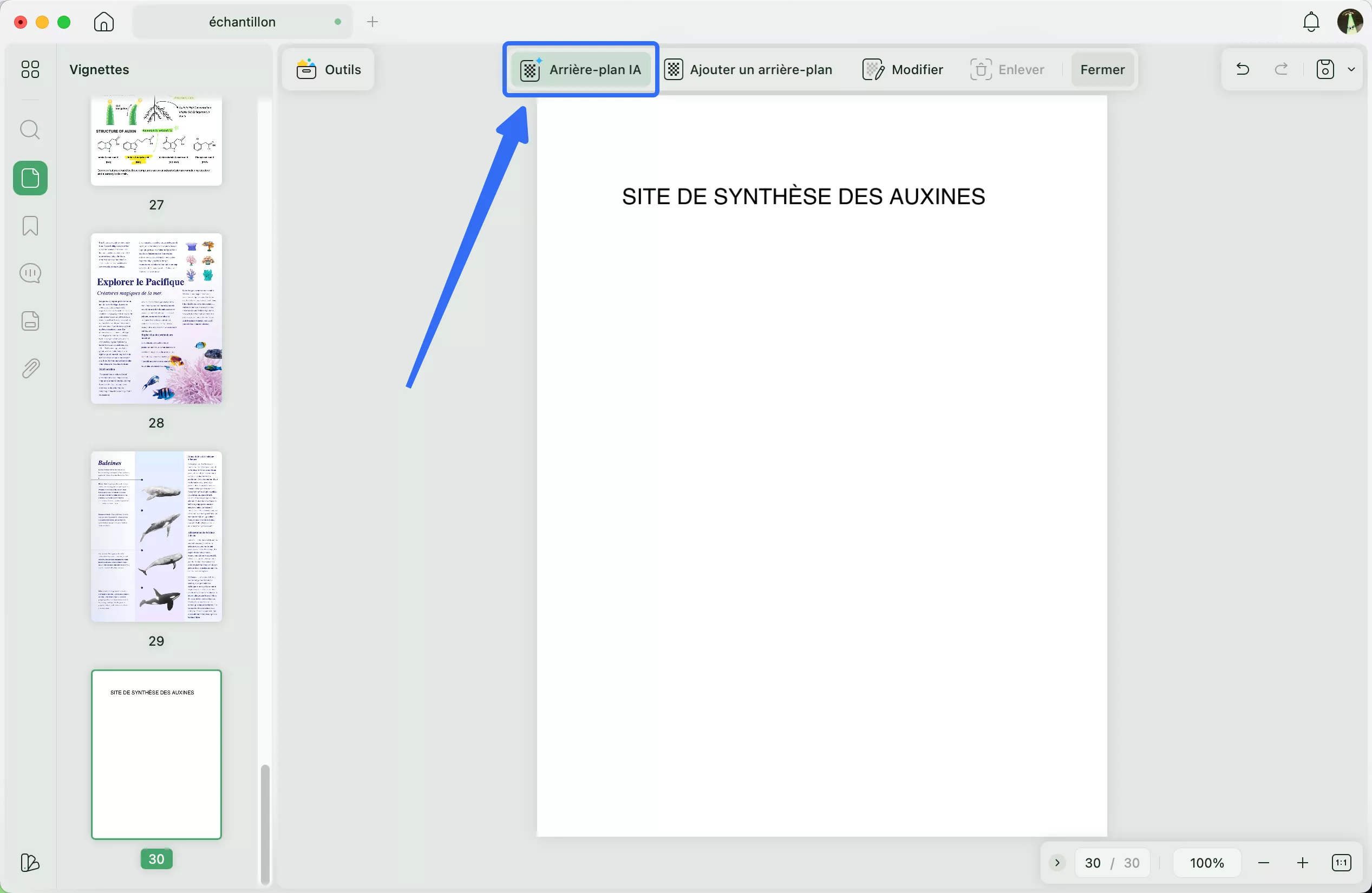 cliquez sur l'arrière-plan IA