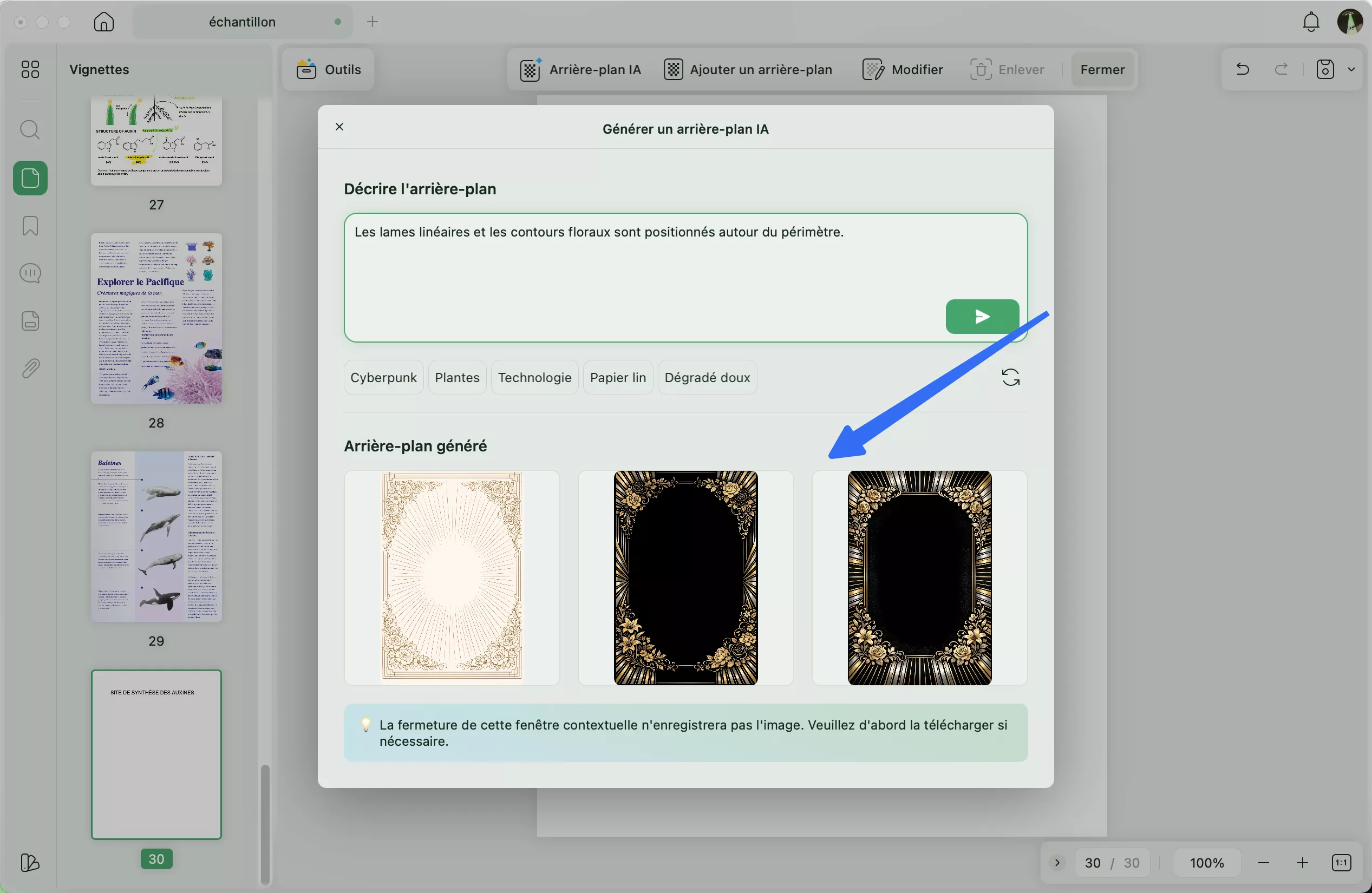 arrière-plan généré à partir de préréglages