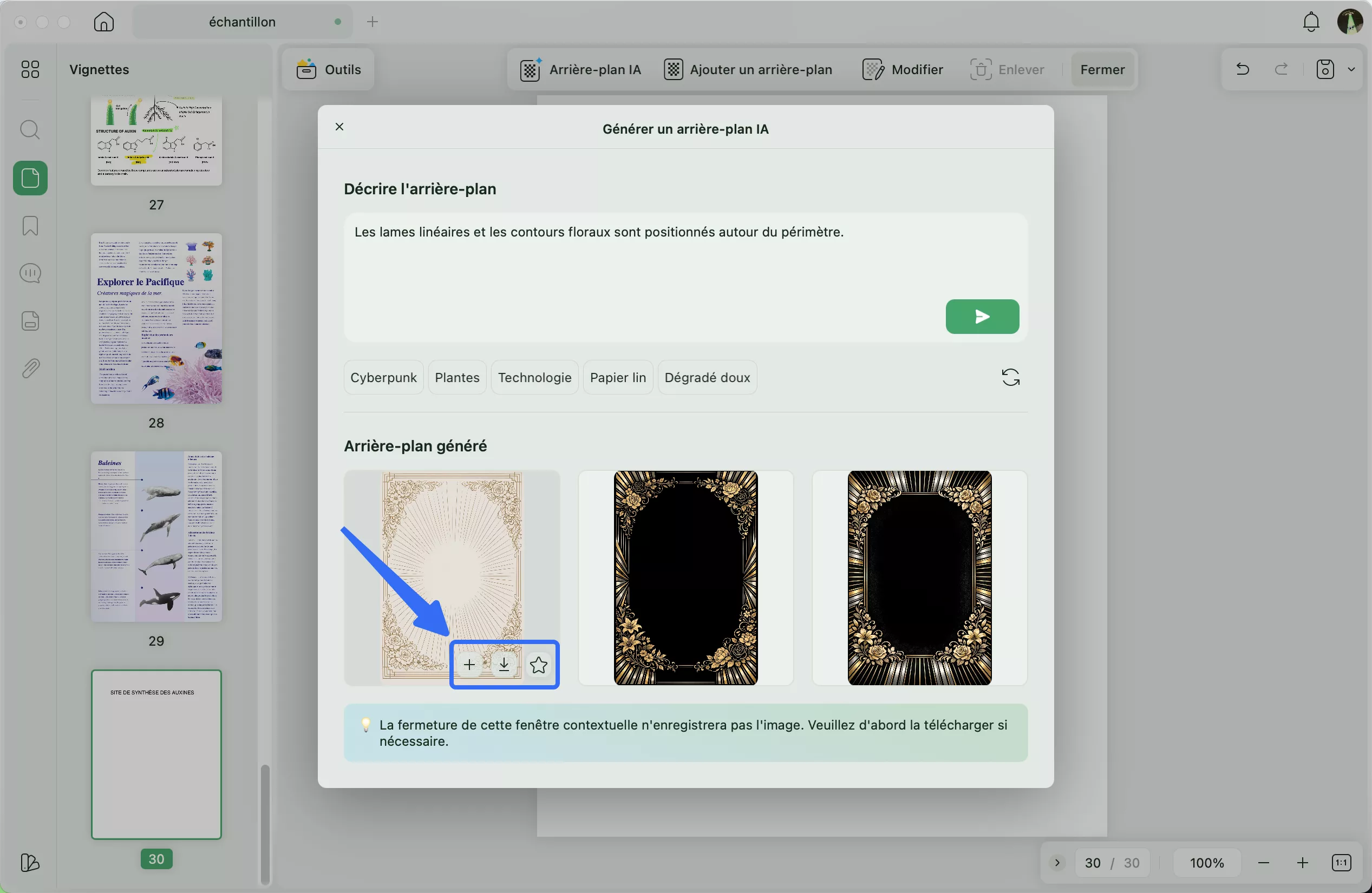ajouter, télécharger ou mettre en favori des arrière-plans