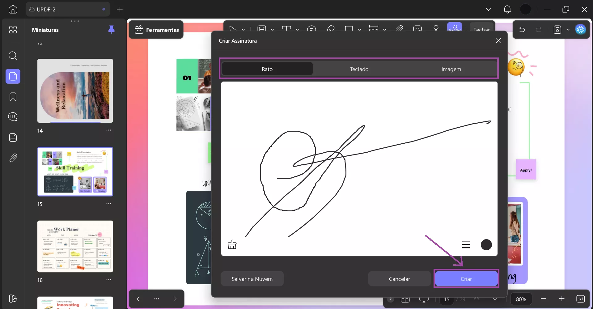 Criar um tipo de assinatura