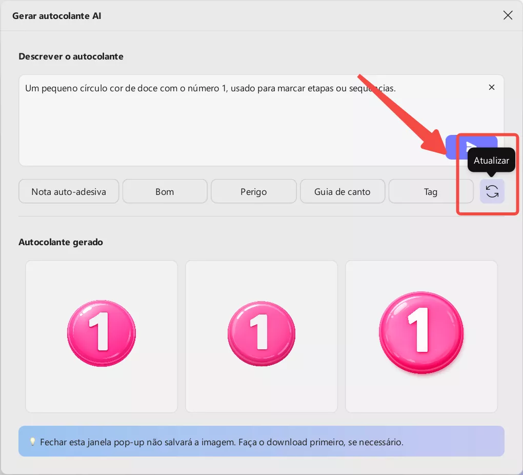 Clique no botão “Atualizar”.