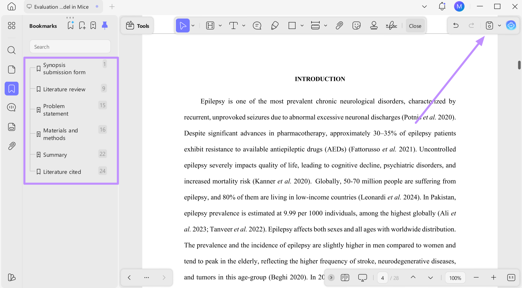 review bookmark and tap save