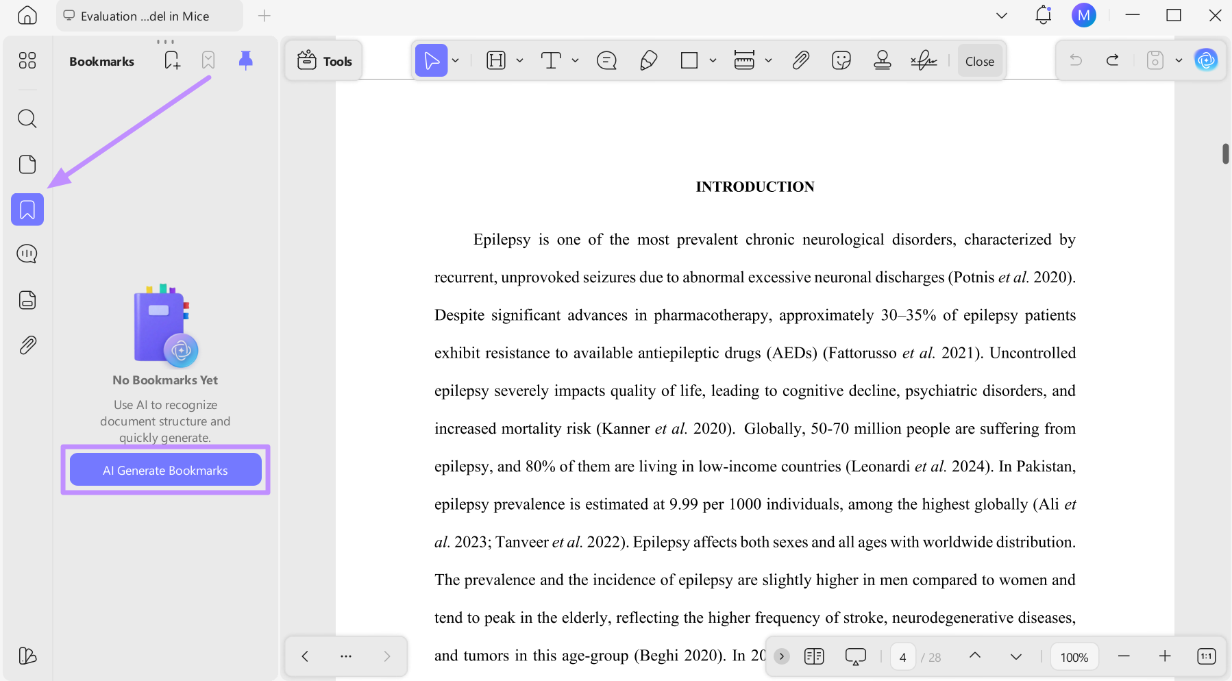 press ai generate bookmarks