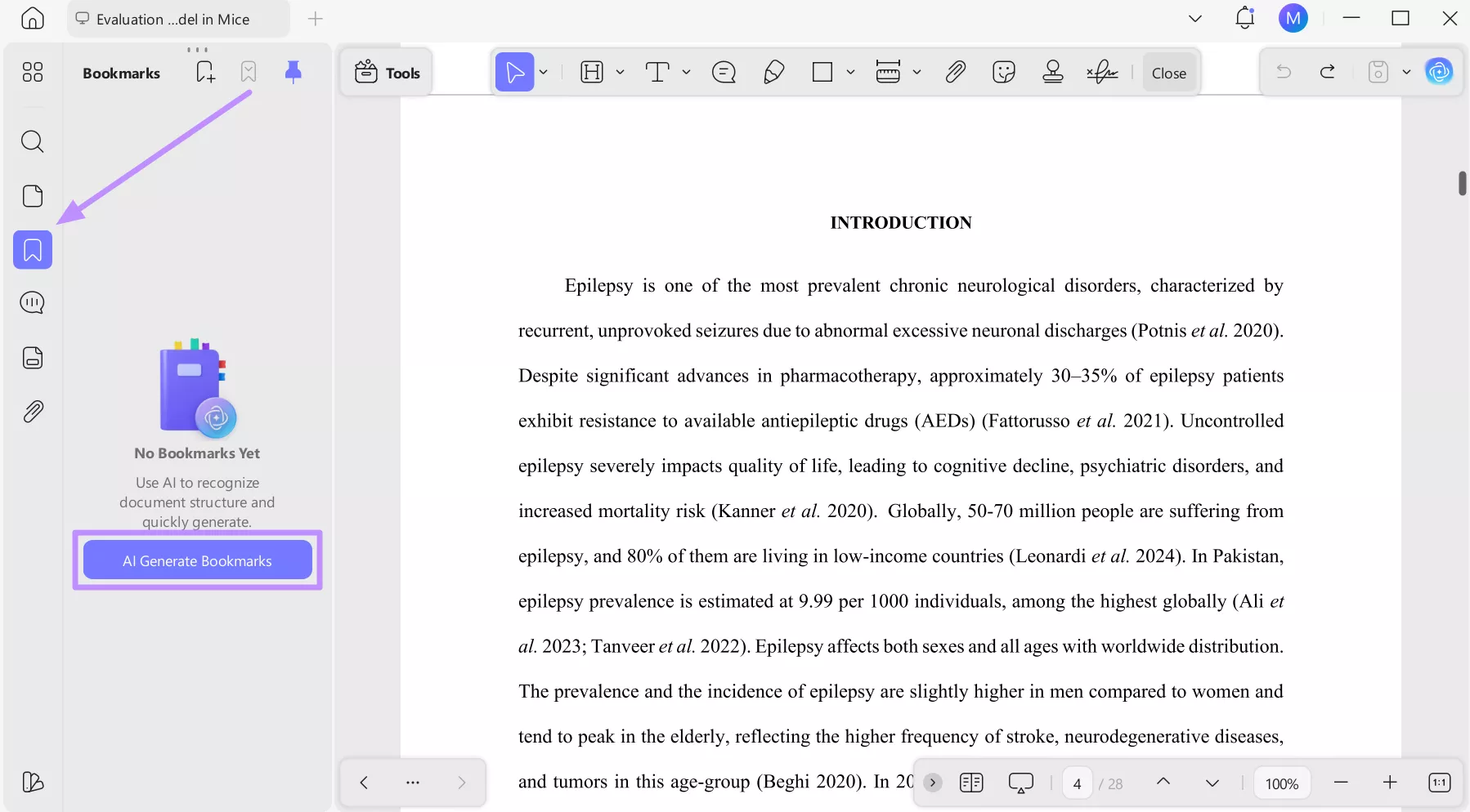 press ai generate bookmarks