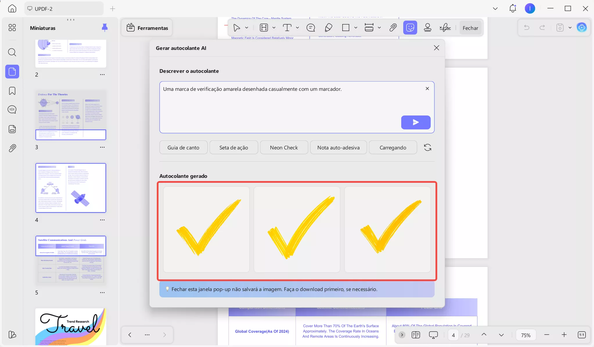 Adesivos gerados pelo UPDF AI