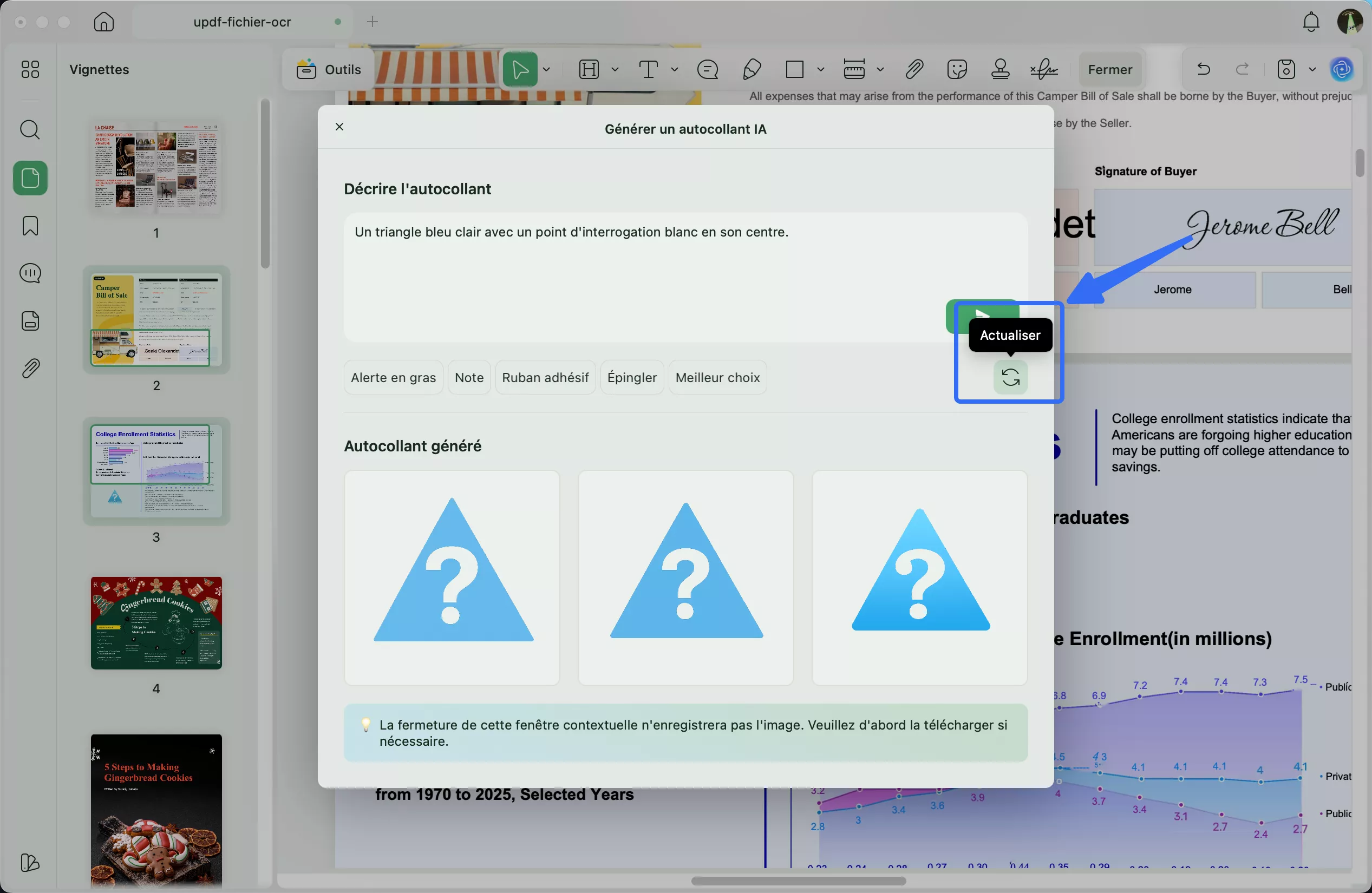 cliquez sur le bouton d'actualisation