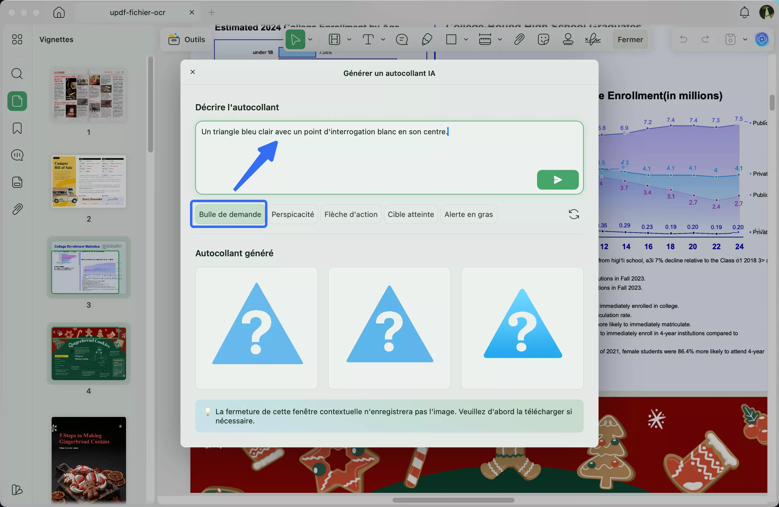 Ajouter une description prédéfinie pour l'autocollant
