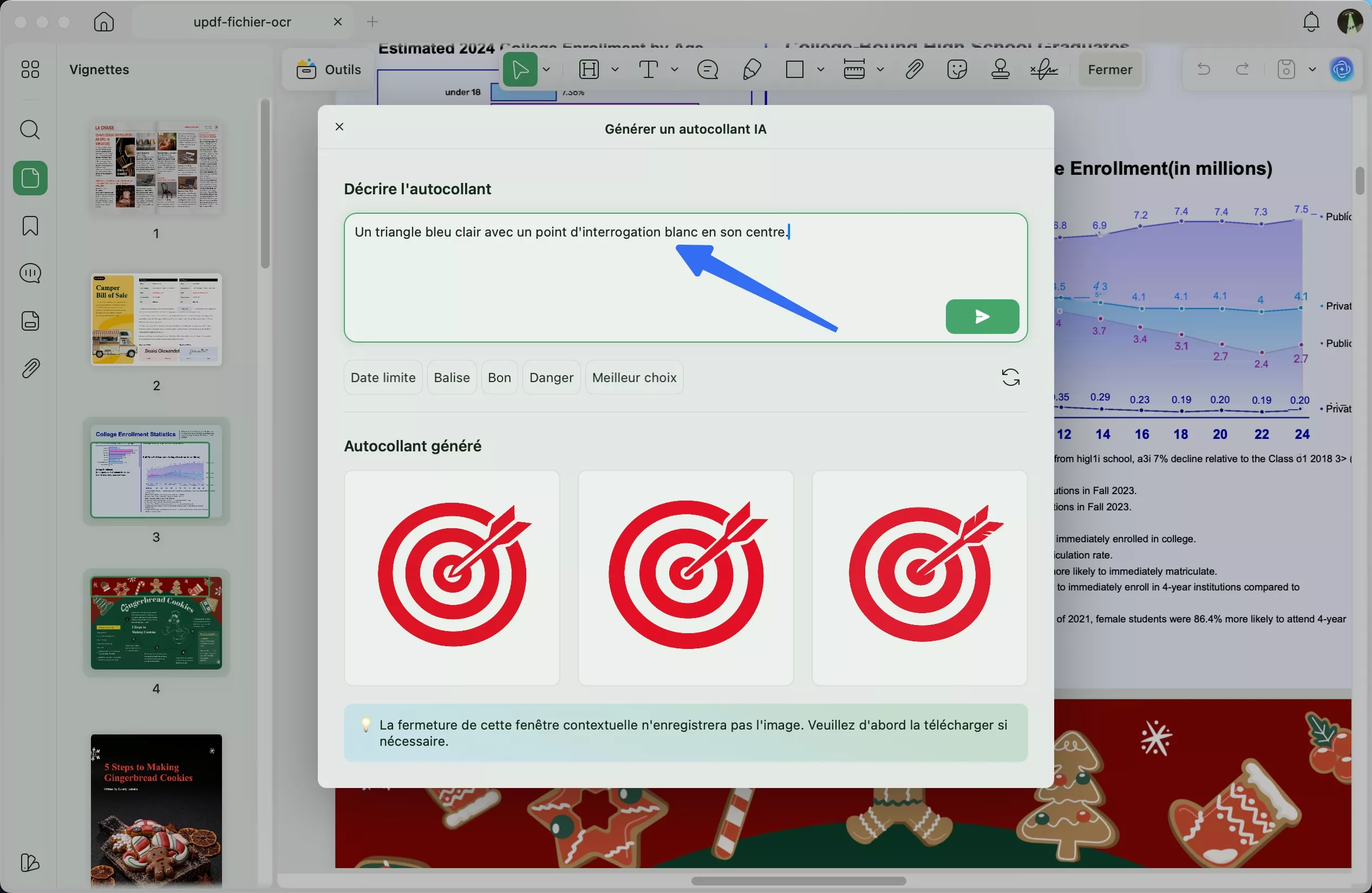 Décrivez l'autocollant avec une suggestion