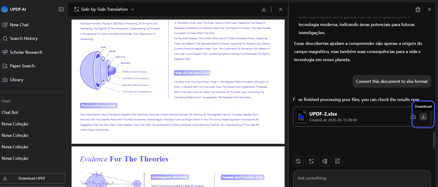 Baixe o arquivo Excel convertido